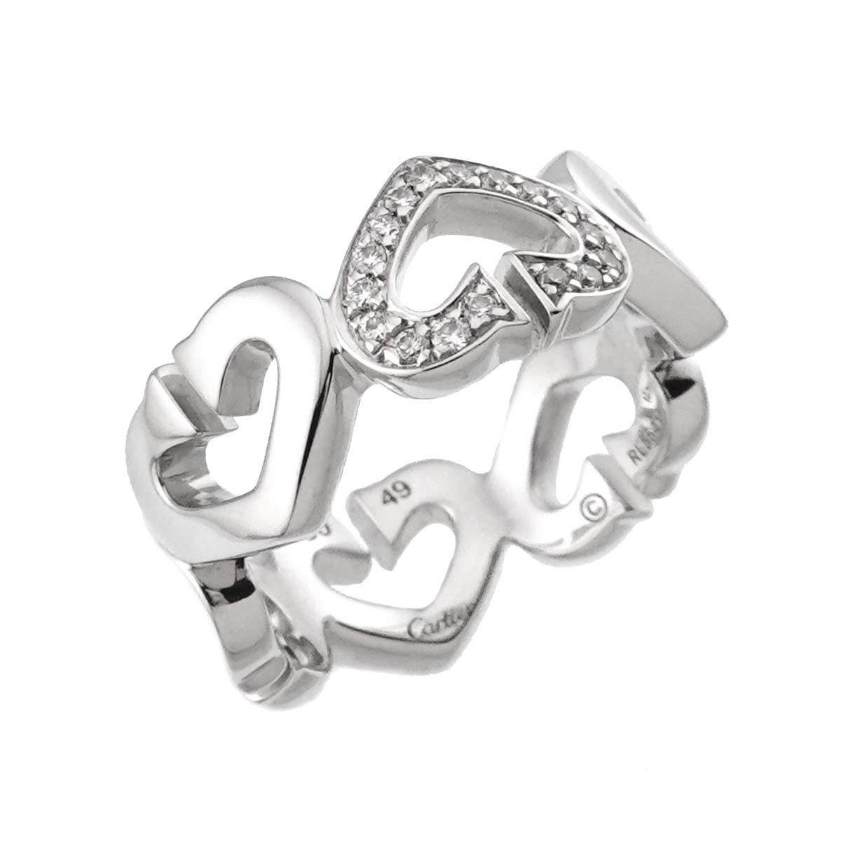 C Heart Diamond Ring 18K White Gold 750 size49 4.75-5(US)