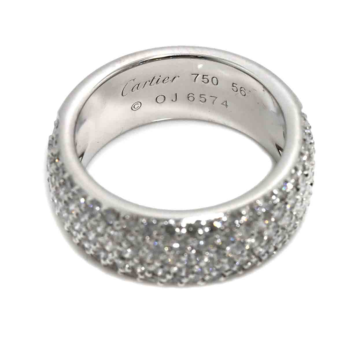 Paris Half Diamond Ring 18K WG 750 Size56 7.25-7.5(US)