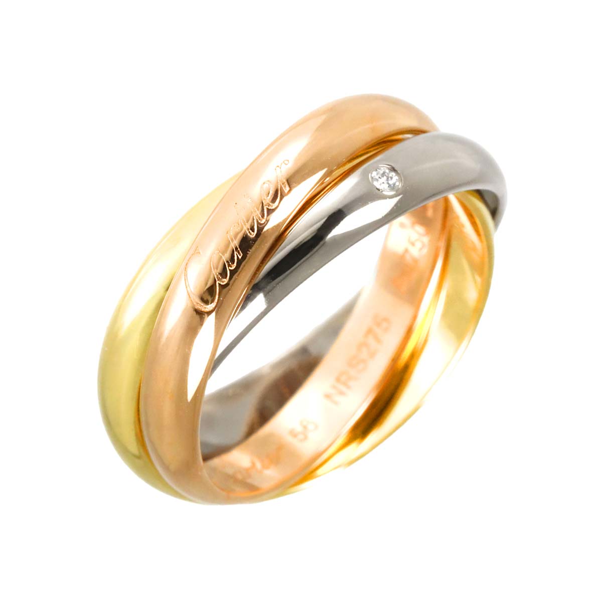 Trinity Diamond 5P Ring 18K YG WG PG 750 Size56 7.5(US)