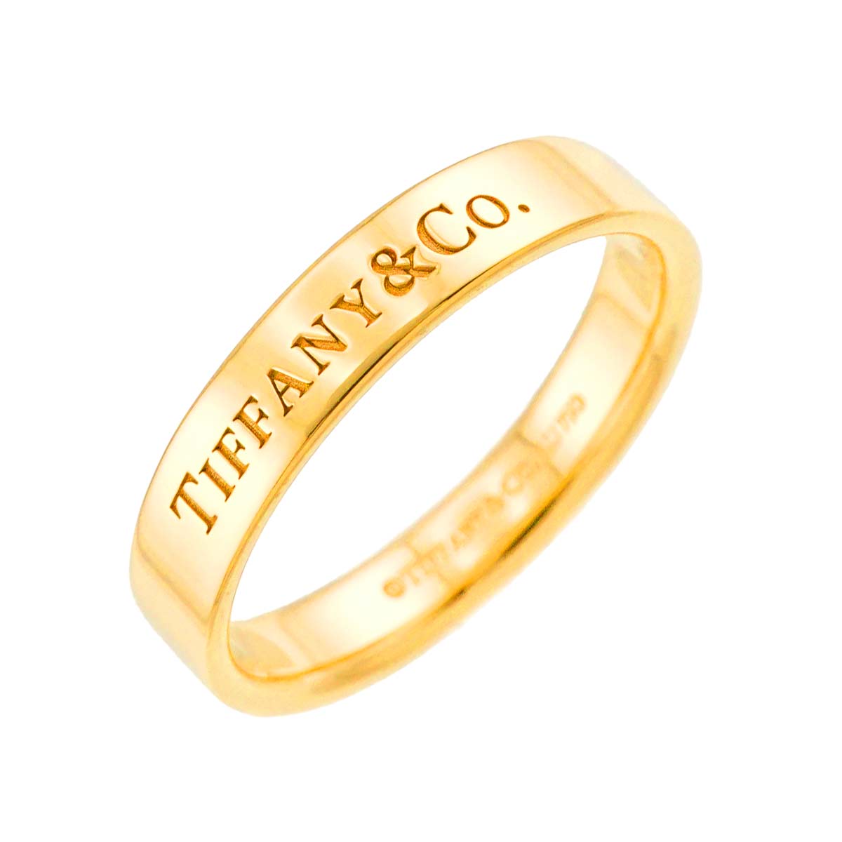 Flat Band Ring 18K Yellow Gold 750 Size7.5-7.75(US)