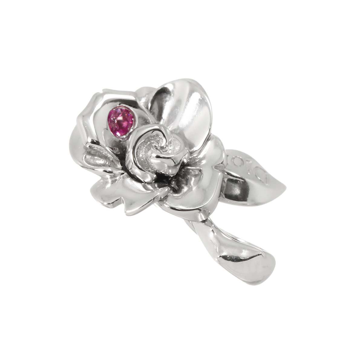 Flower Motif Ruby Pendant Top 18K WG 750