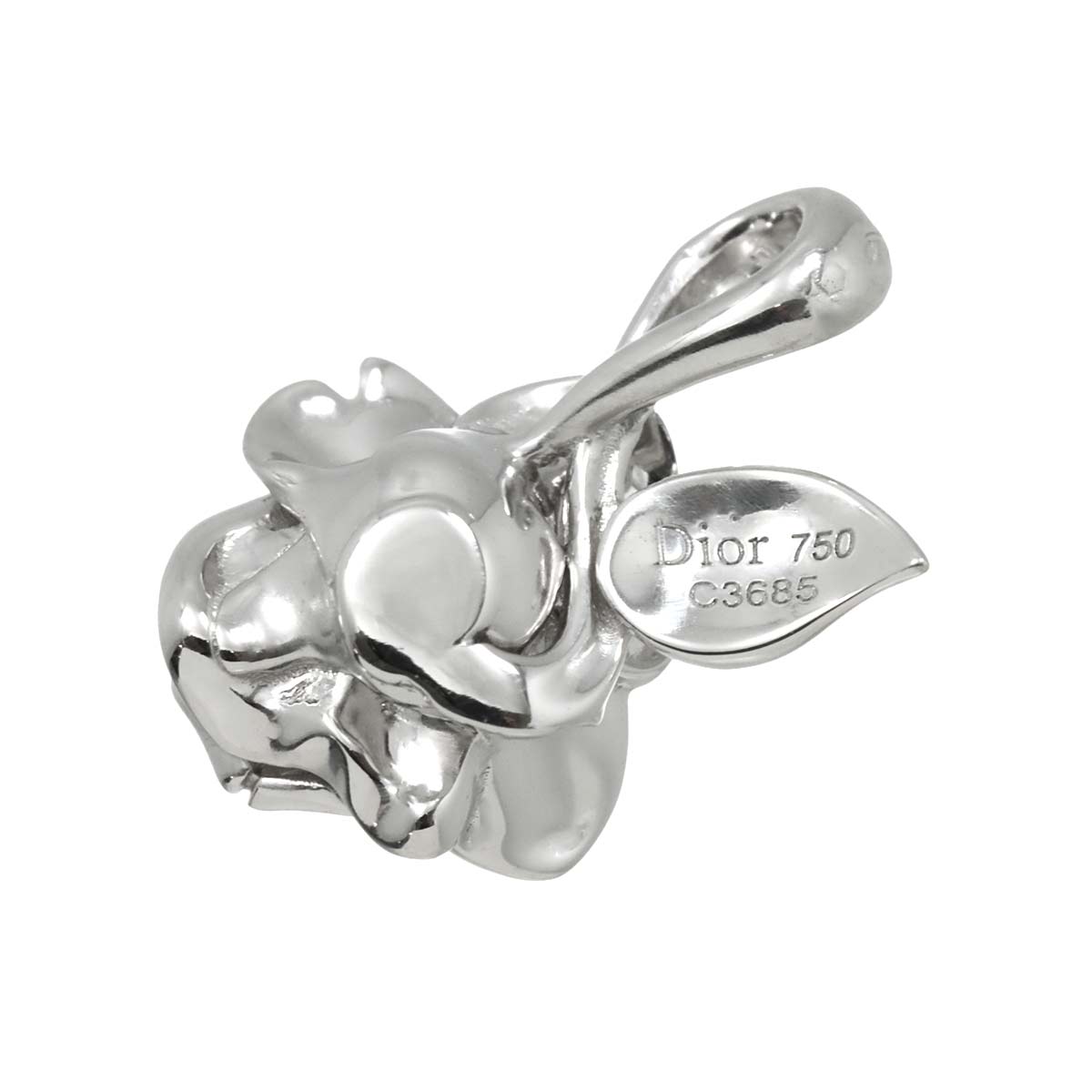 Flower Motif Ruby Pendant Top 18K WG 750