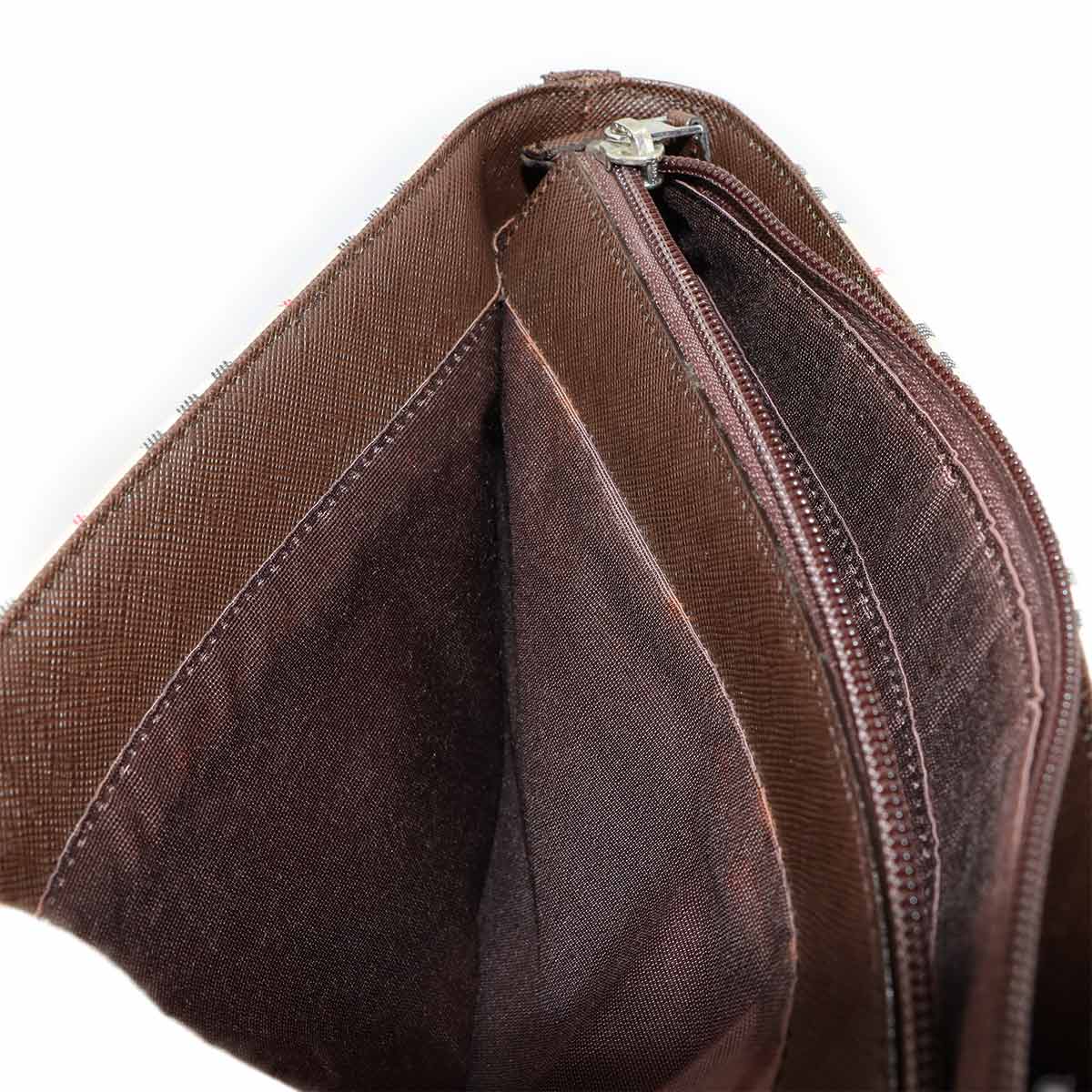 Plaid Tote Bag Canvas Leather Beige Brown Purse