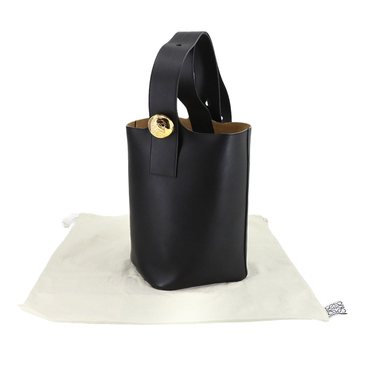 Pebble Bucket Bag Medium Shoulder Bag Leather Black Purse