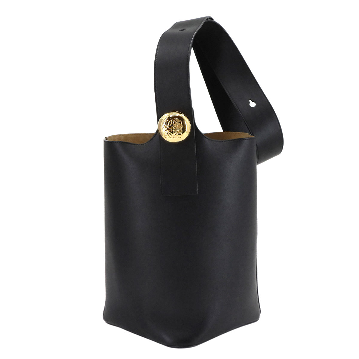 Pebble Bucket Bag Medium Shoulder Bag Leather Black Purse