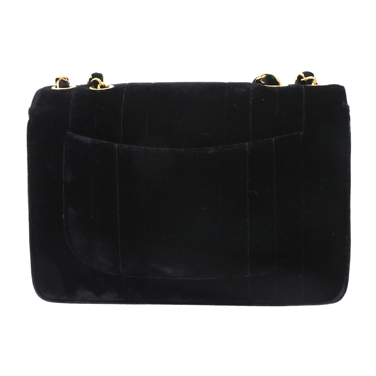 Mademoiselle Chain Shoulder Bag Velor Black Vintage