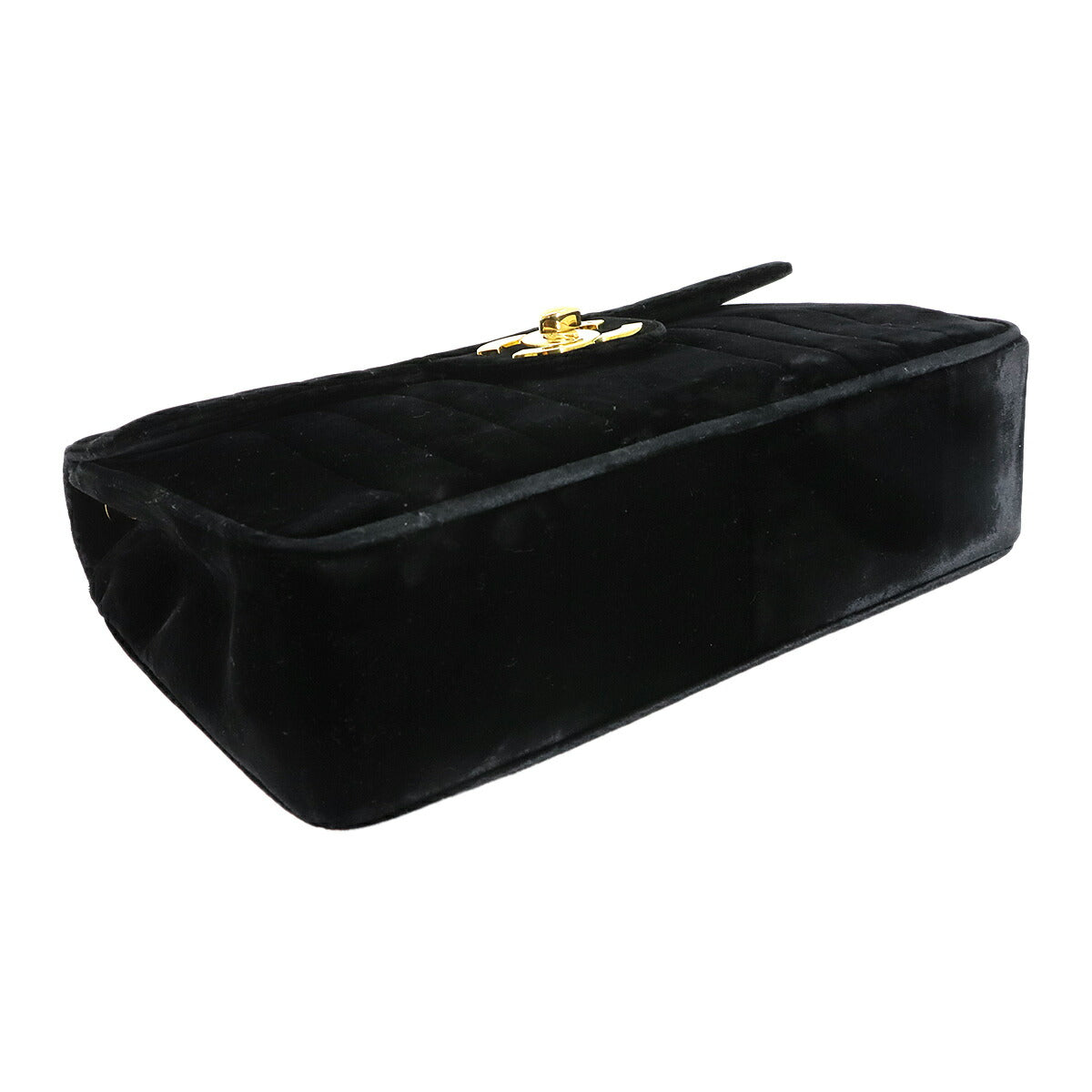 Mademoiselle Chain Shoulder Bag Velor Black Vintage