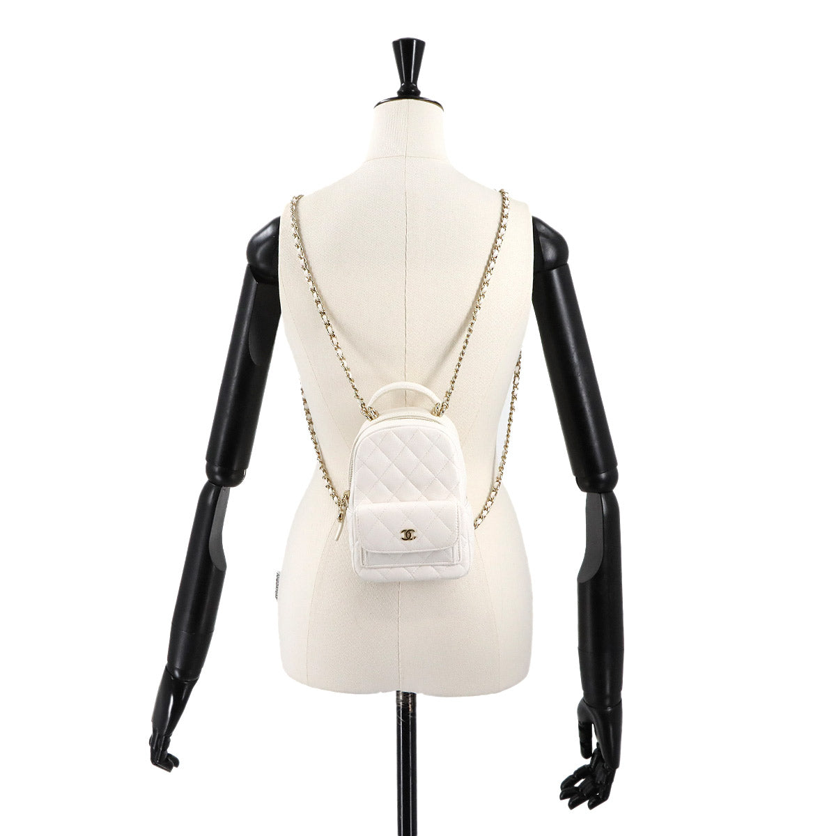 Matelasse Chain Mini Backpack Leather White AP3753