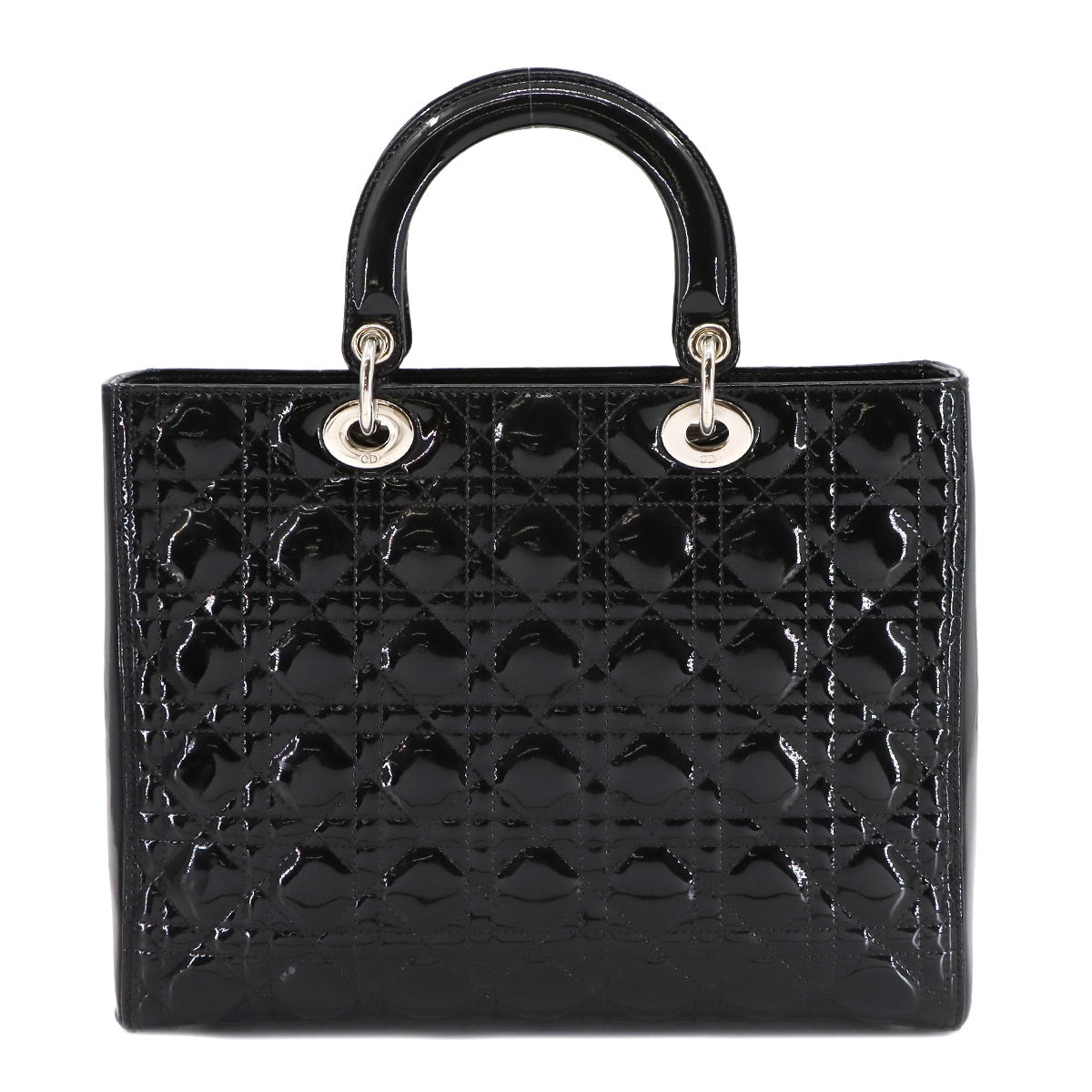 Lady Dior Large 2way Hand Shoulder Bag Enamel Black