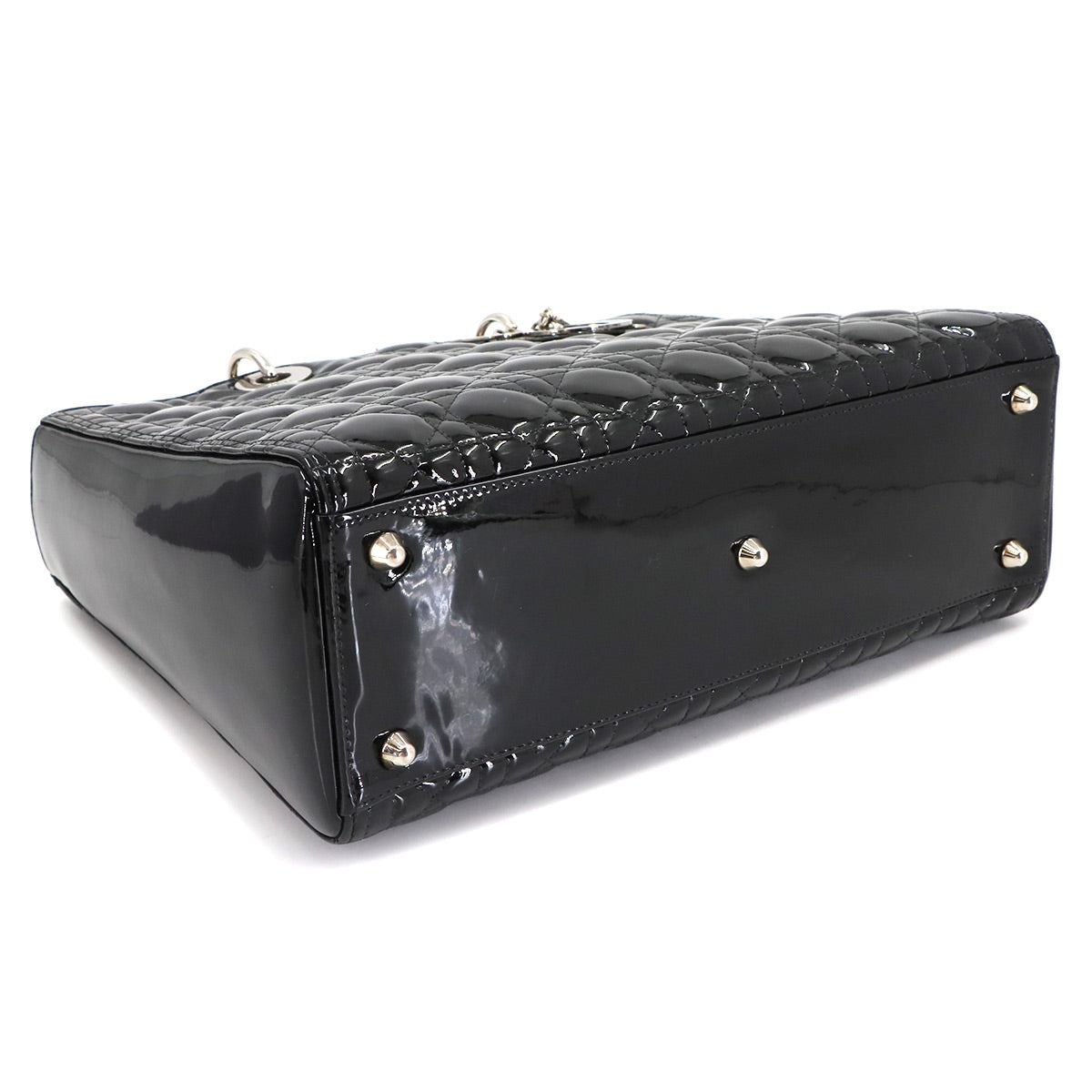 Lady Dior Large 2way Hand Shoulder Bag Enamel Black