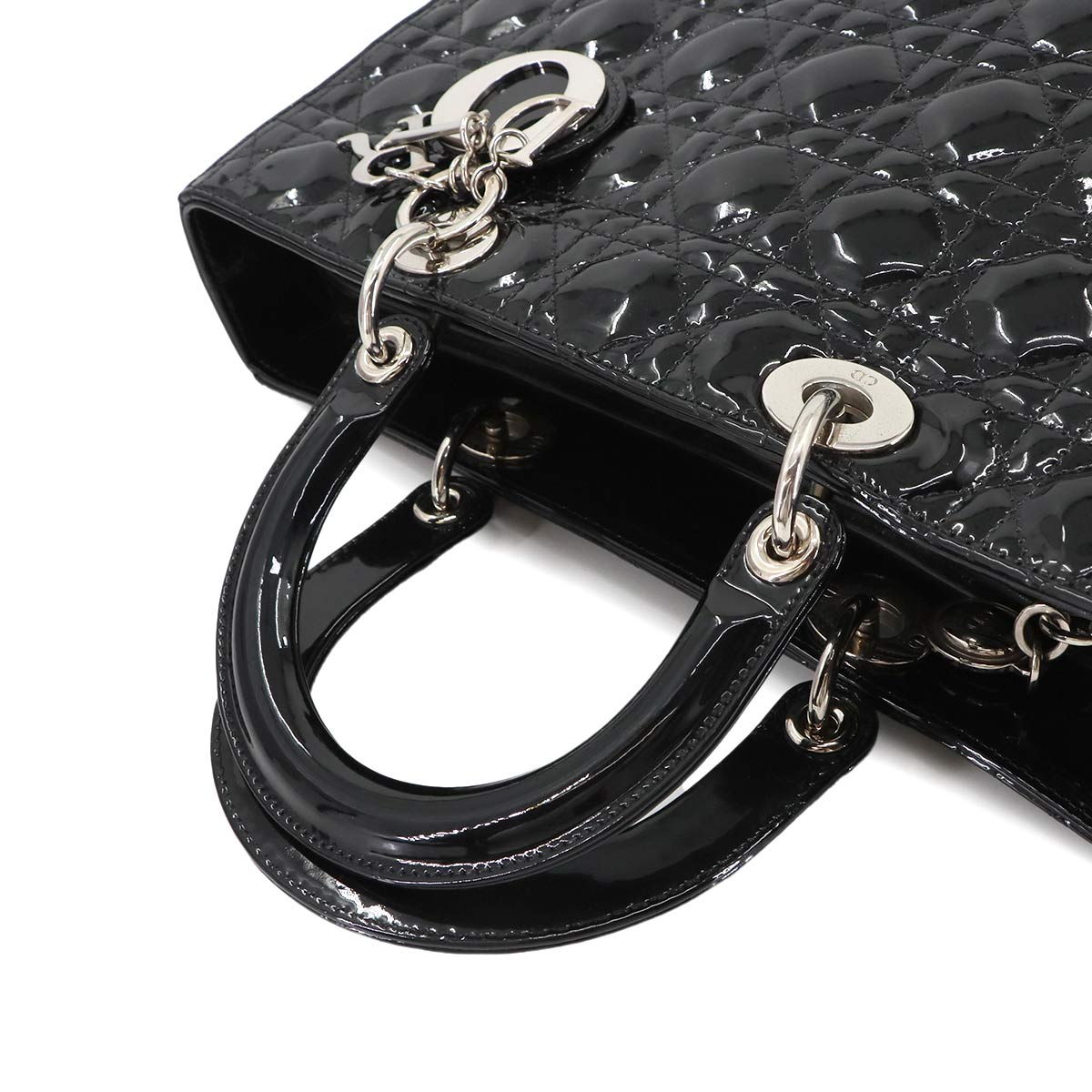 Lady Dior Large 2way Hand Shoulder Bag Enamel Black