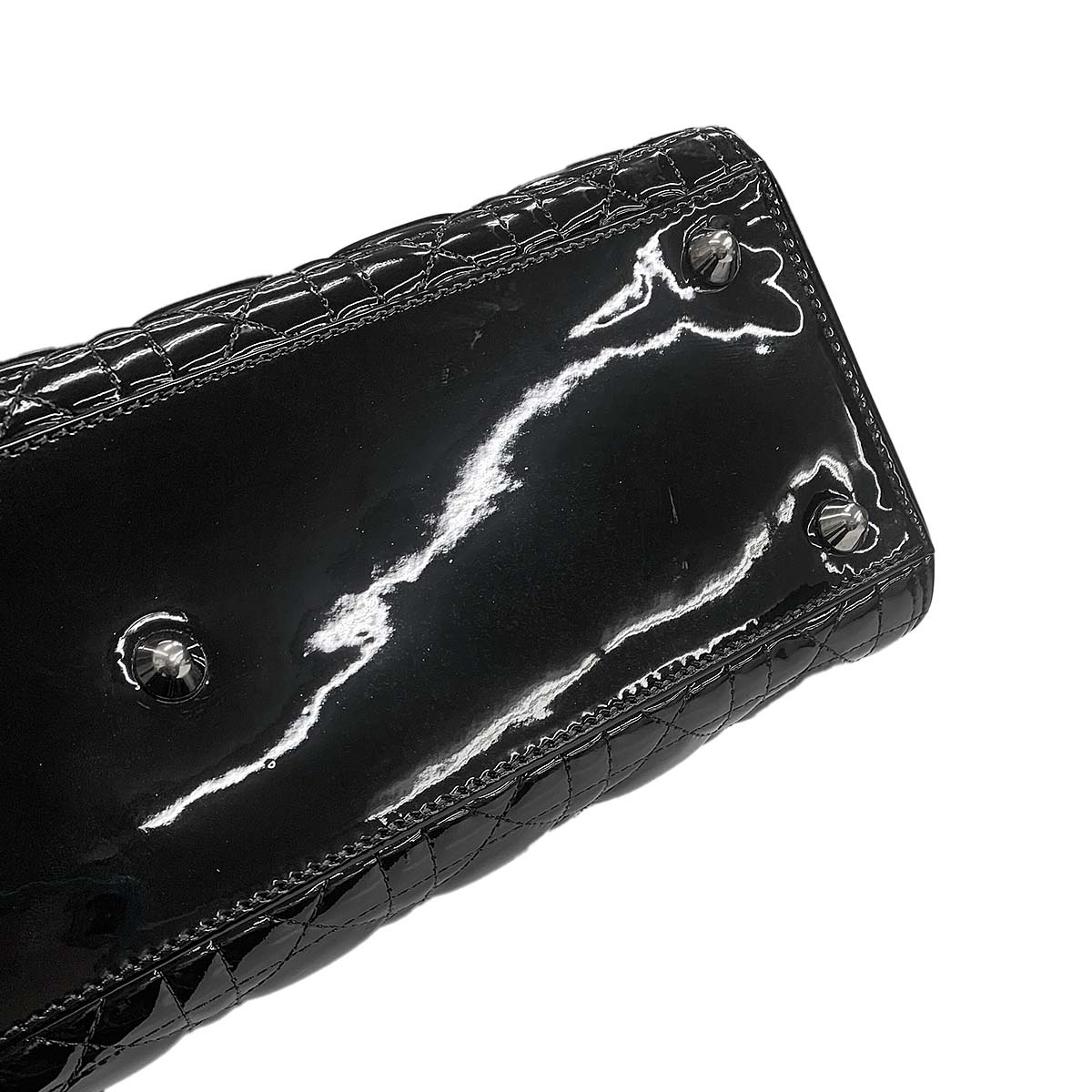 Lady Dior Large 2way Hand Shoulder Bag Enamel Black