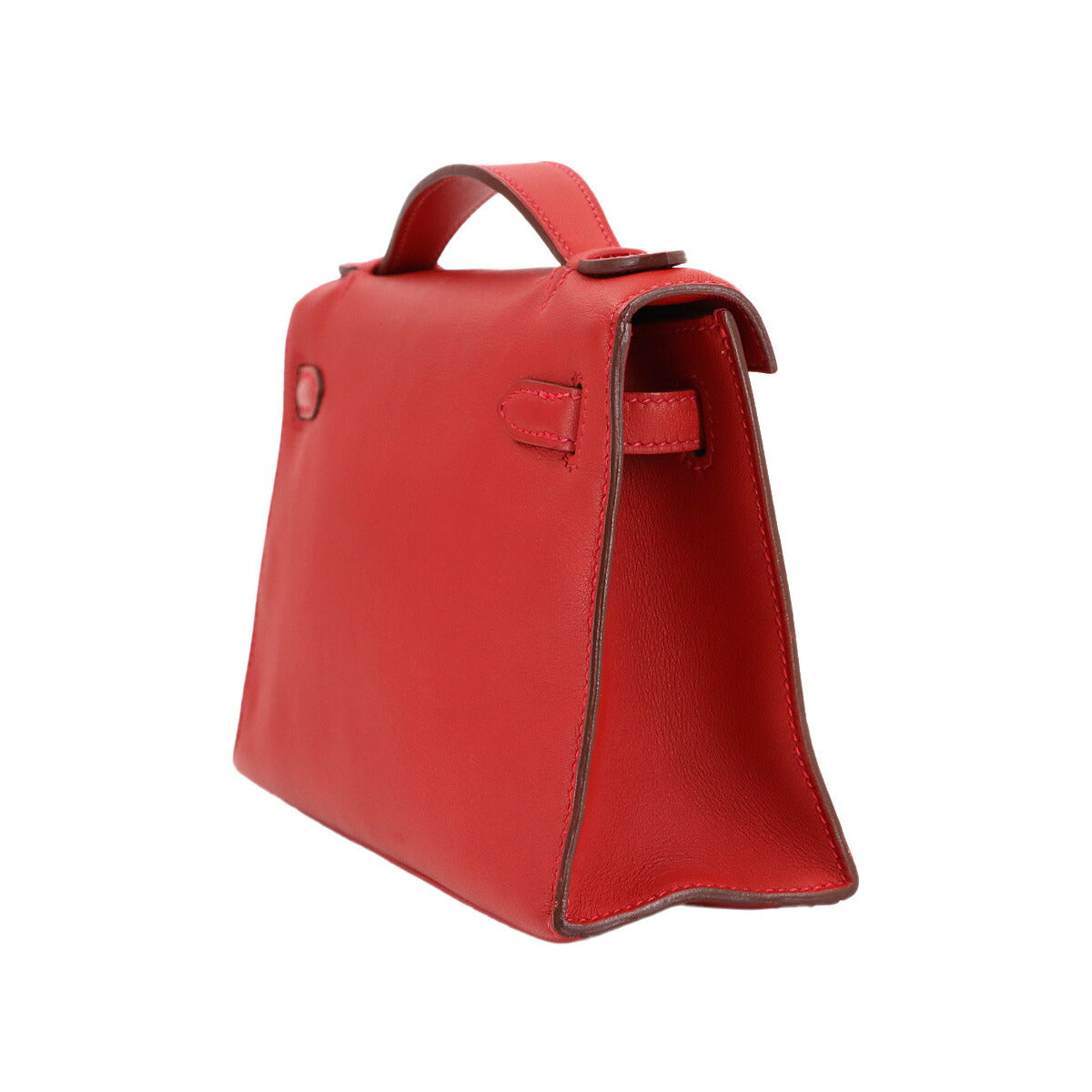 Pochette Kelly Hand Bag Veau Swift Leather Rouge Casaque
