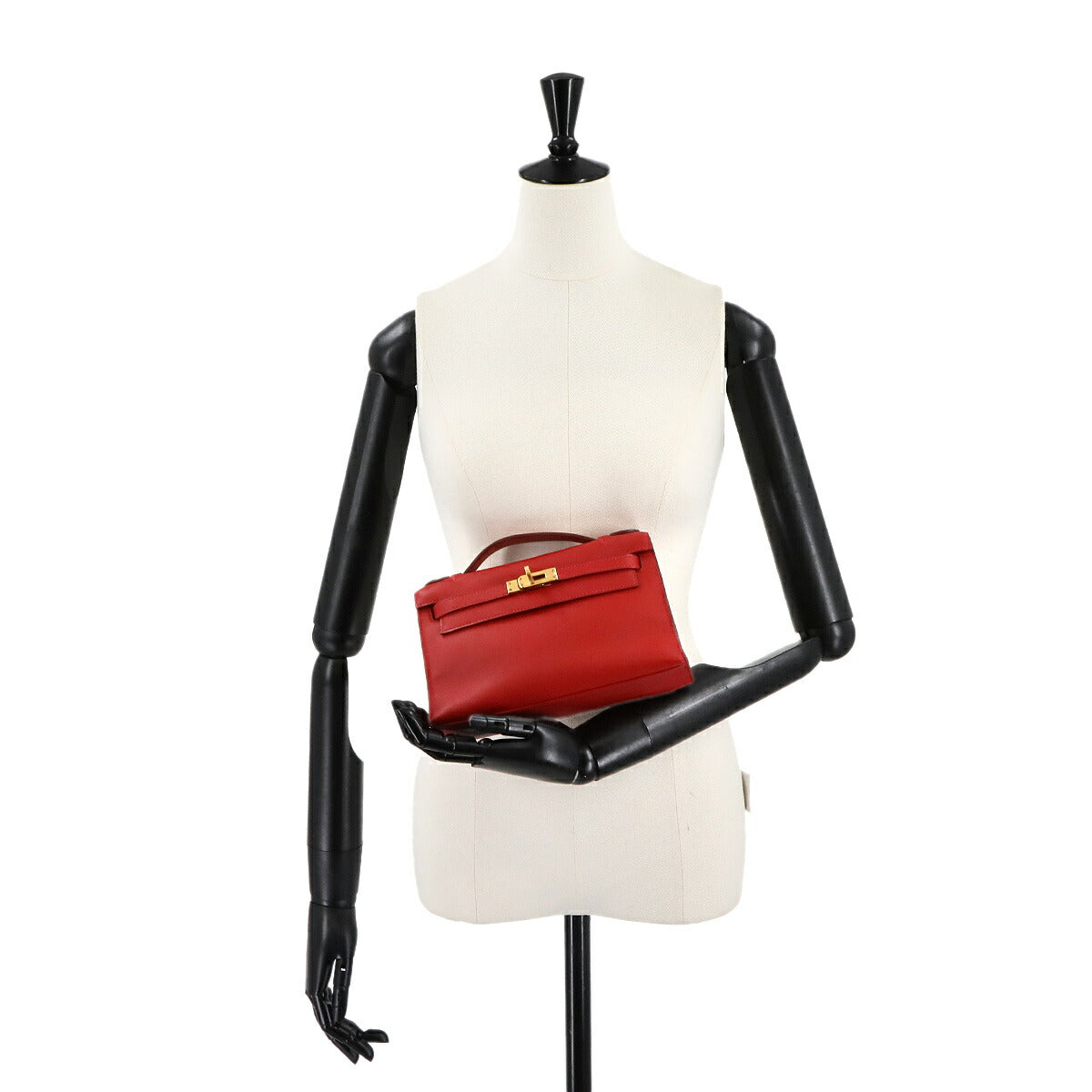 Pochette Kelly Hand Bag Veau Swift Leather Rouge Casaque