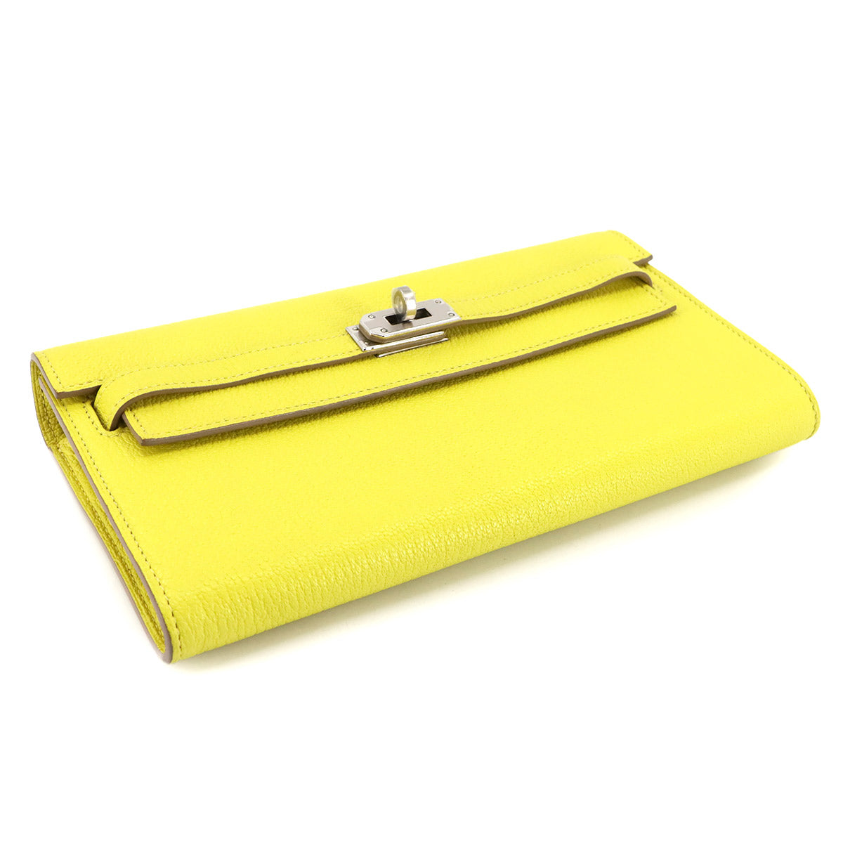 Kelly To Go Shoulder Wallet Chevre Lime Purse