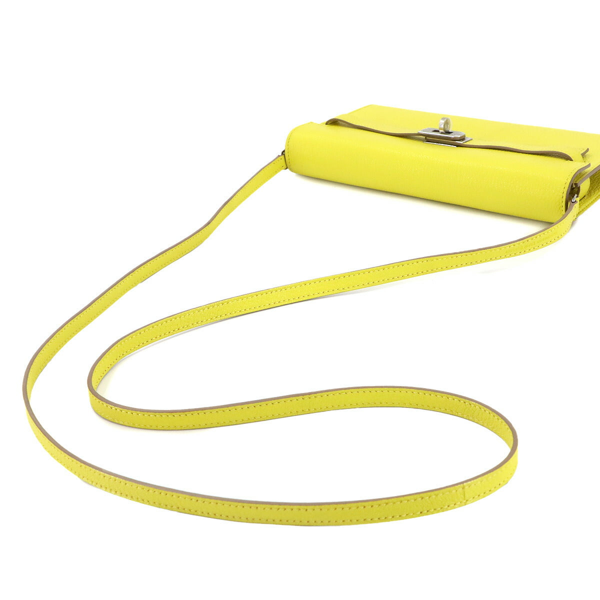 Kelly To Go Shoulder Wallet Chevre Lime Purse