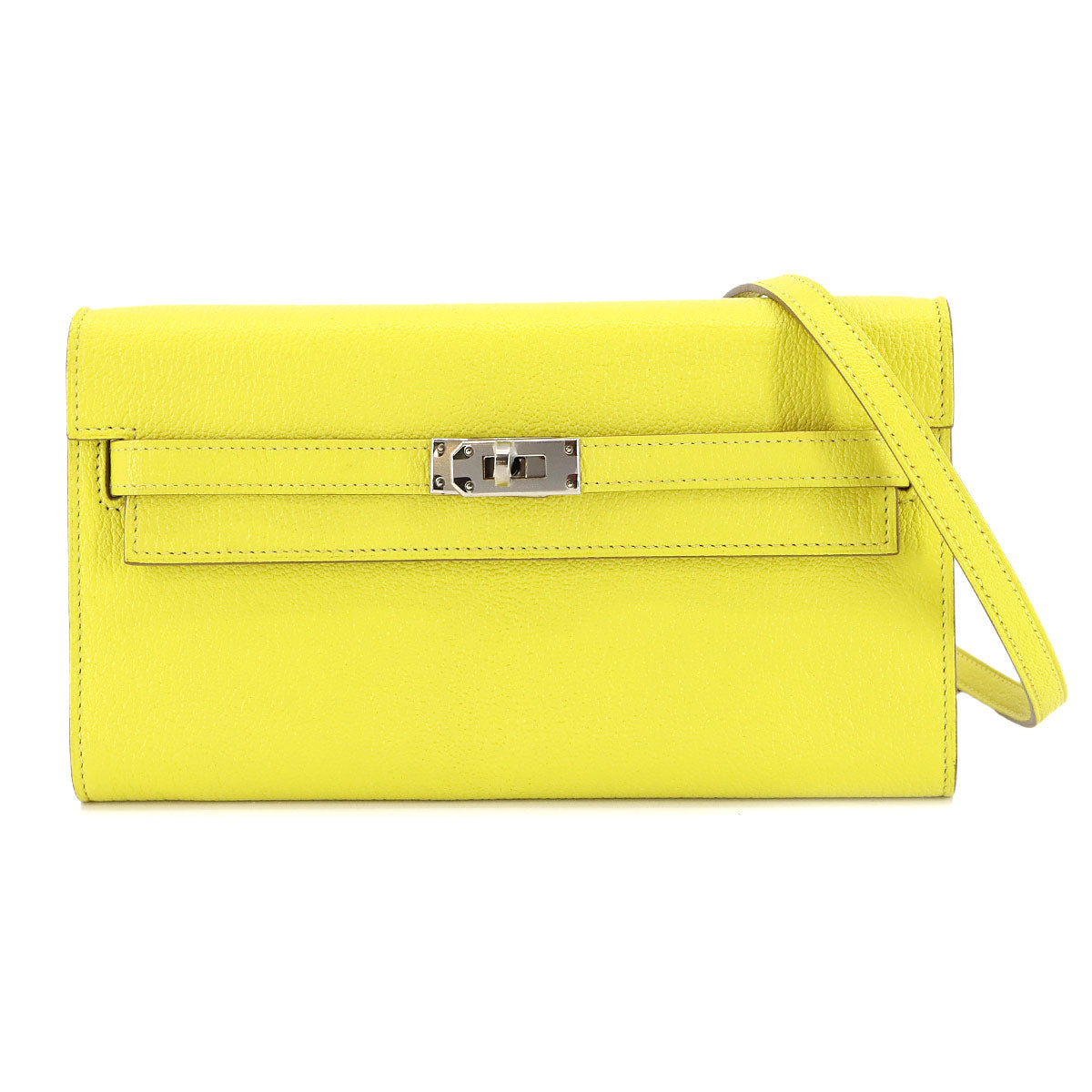 Kelly To Go Shoulder Wallet Chevre Lime Purse