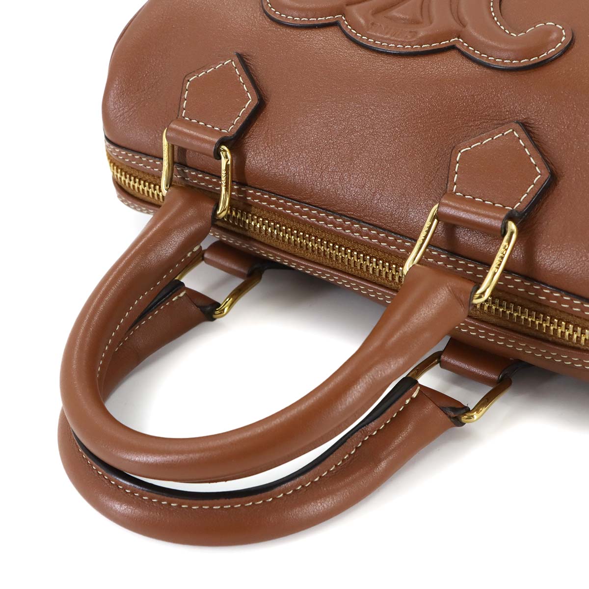 CUIR Triomphe Small Boston Hand Shoulder Bag Leather Brown