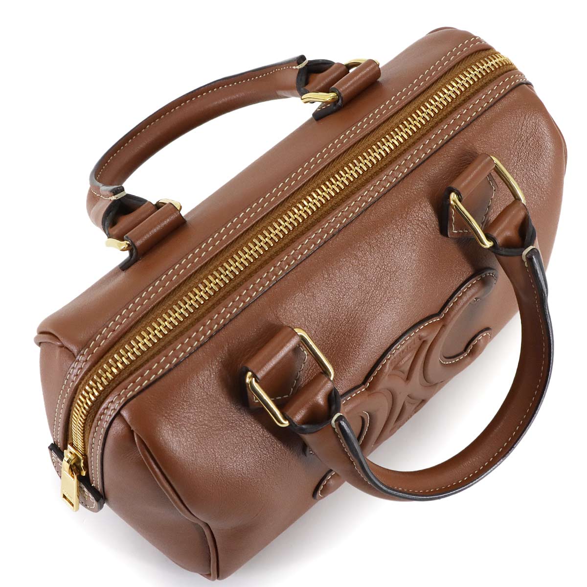 CUIR Triomphe Small Boston Hand Shoulder Bag Leather Brown