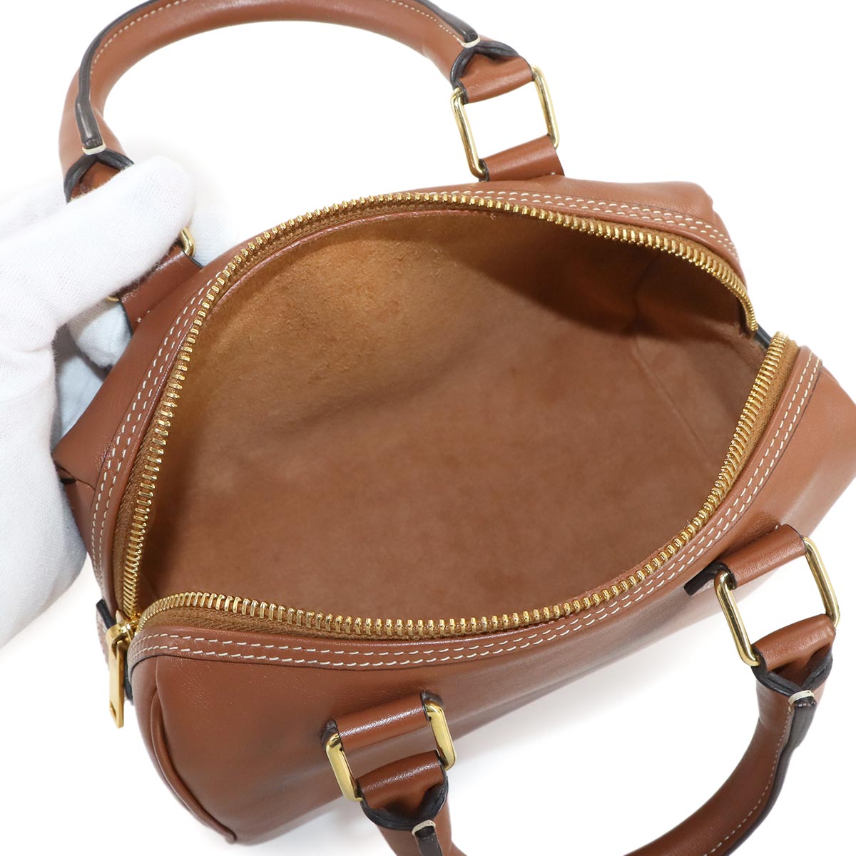 CUIR Triomphe Small Boston Hand Shoulder Bag Leather Brown