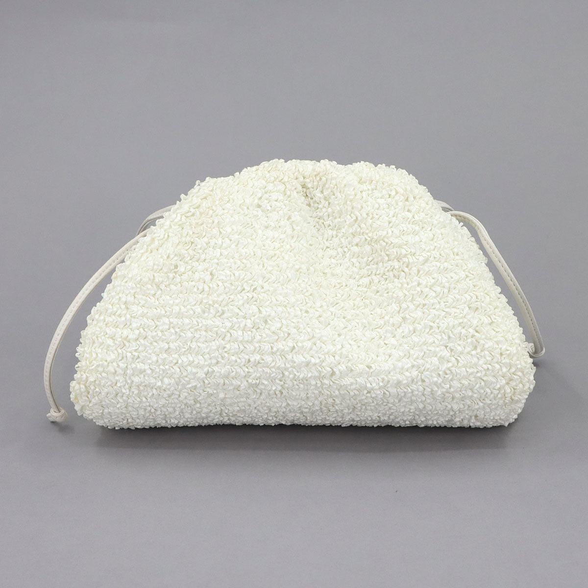 Mini The Pouch Shoulder Bag Raffia Leather White 585852