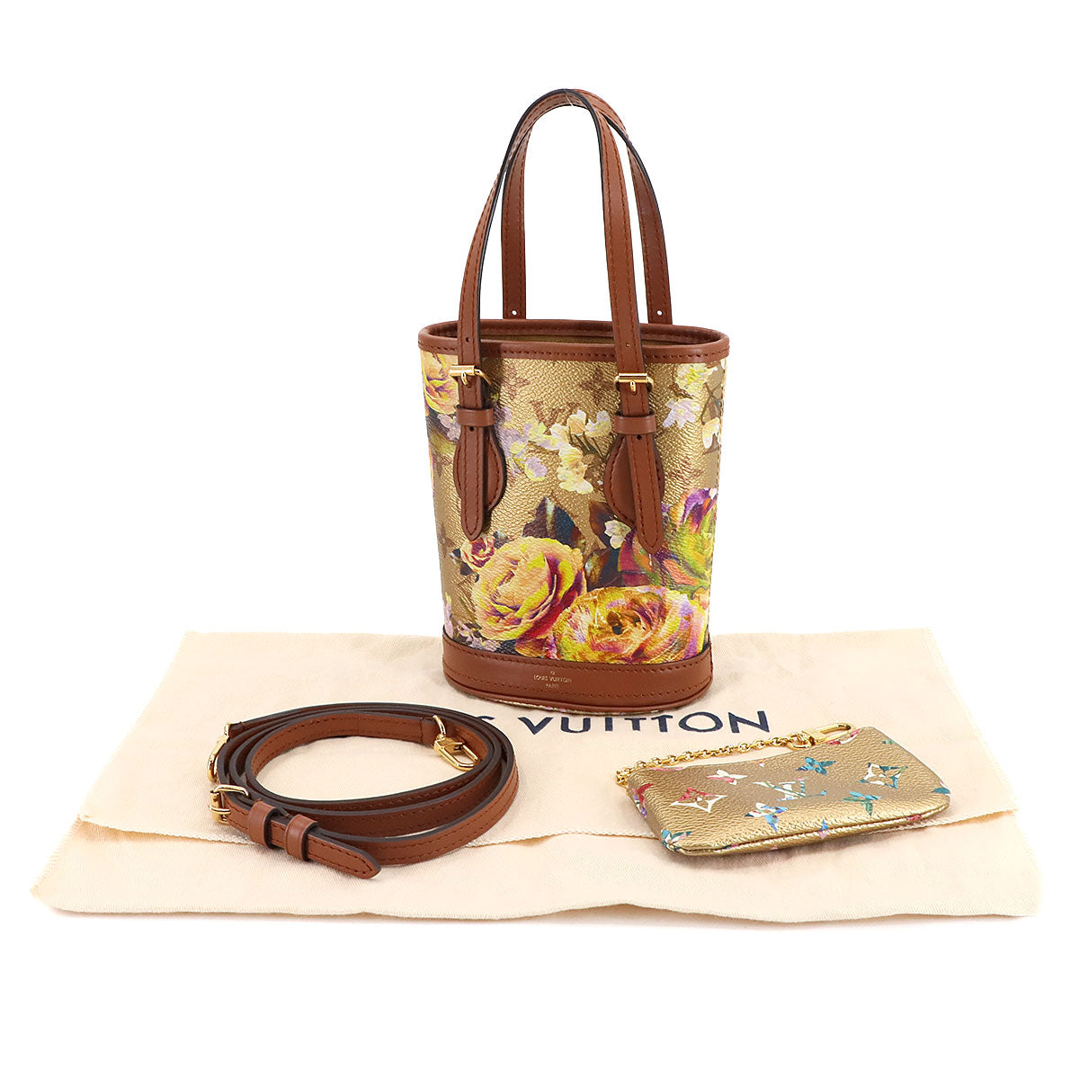 LV Garden Nano Bucket Hand Shoulder Bag Gold M81724 Purse