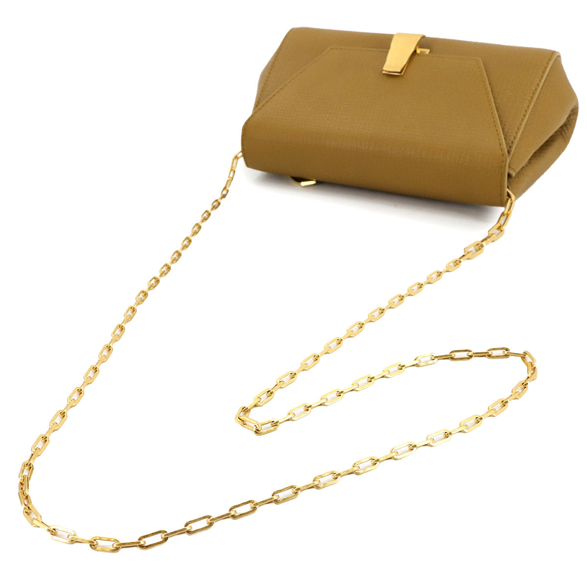 Mini Angle Chain Shoulder Bag Leather Brown 608798