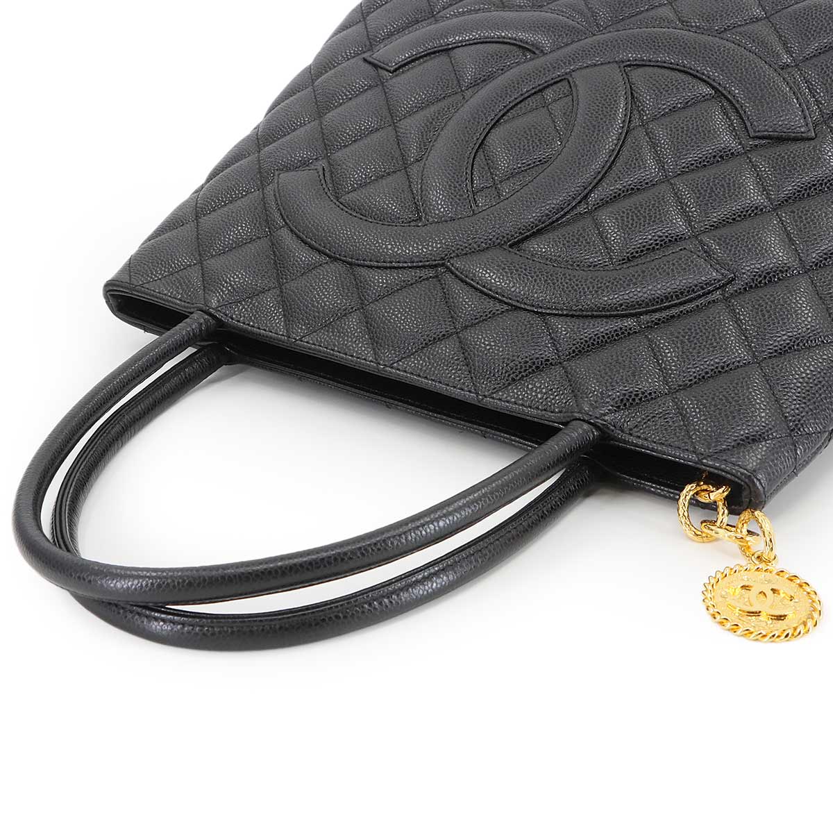 Medallion Tote Bag Leather Black A01804 Coco Logos