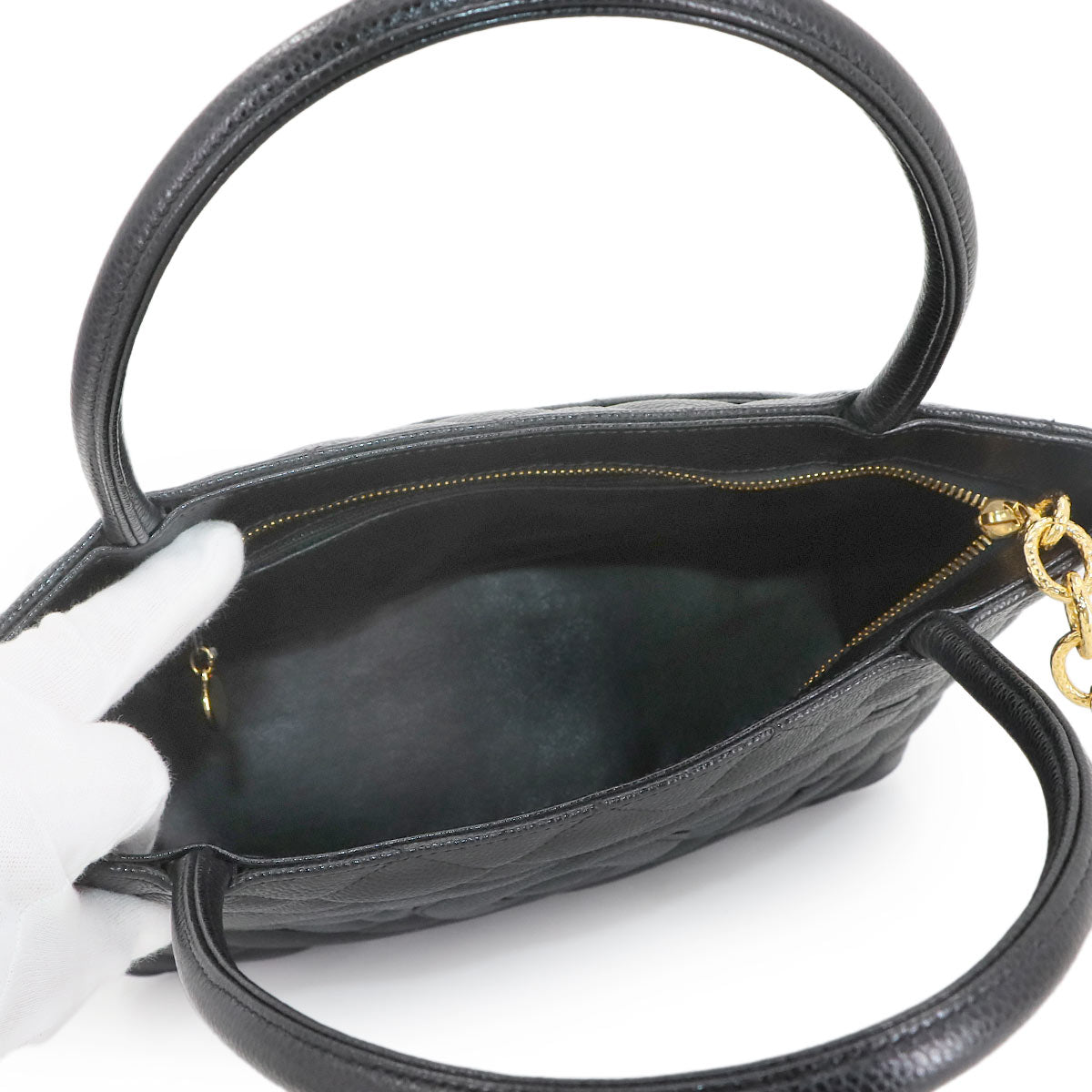 Medallion Tote Bag Leather Black A01804 Coco Logos