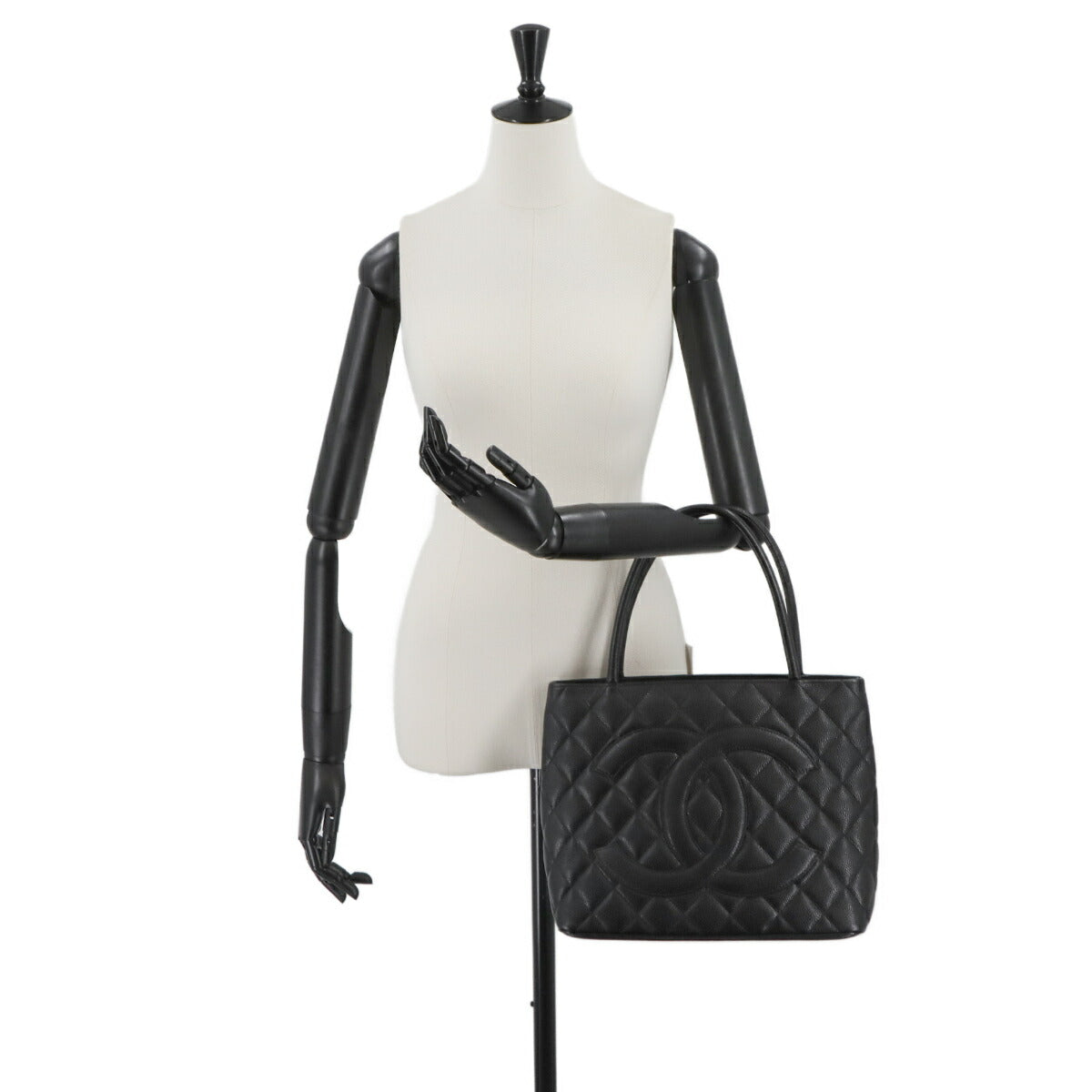 Medallion Tote Bag Leather Black A01804 Coco Logos
