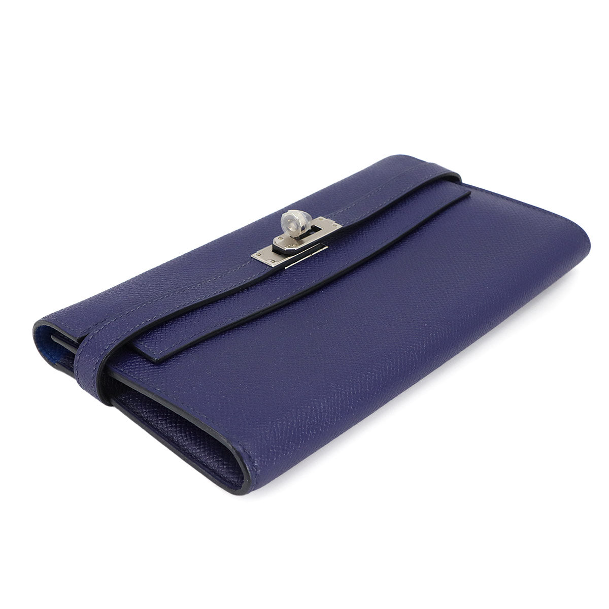 Kelly Wallet Veau Epsom Leather Blue encre Blue zellige Purse