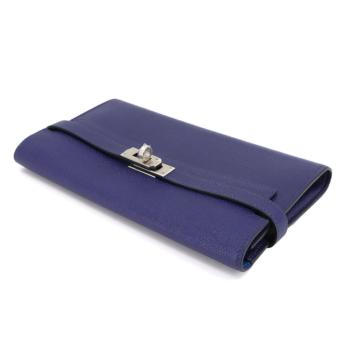 Kelly Wallet Veau Epsom Leather Blue encre Blue zellige Purse