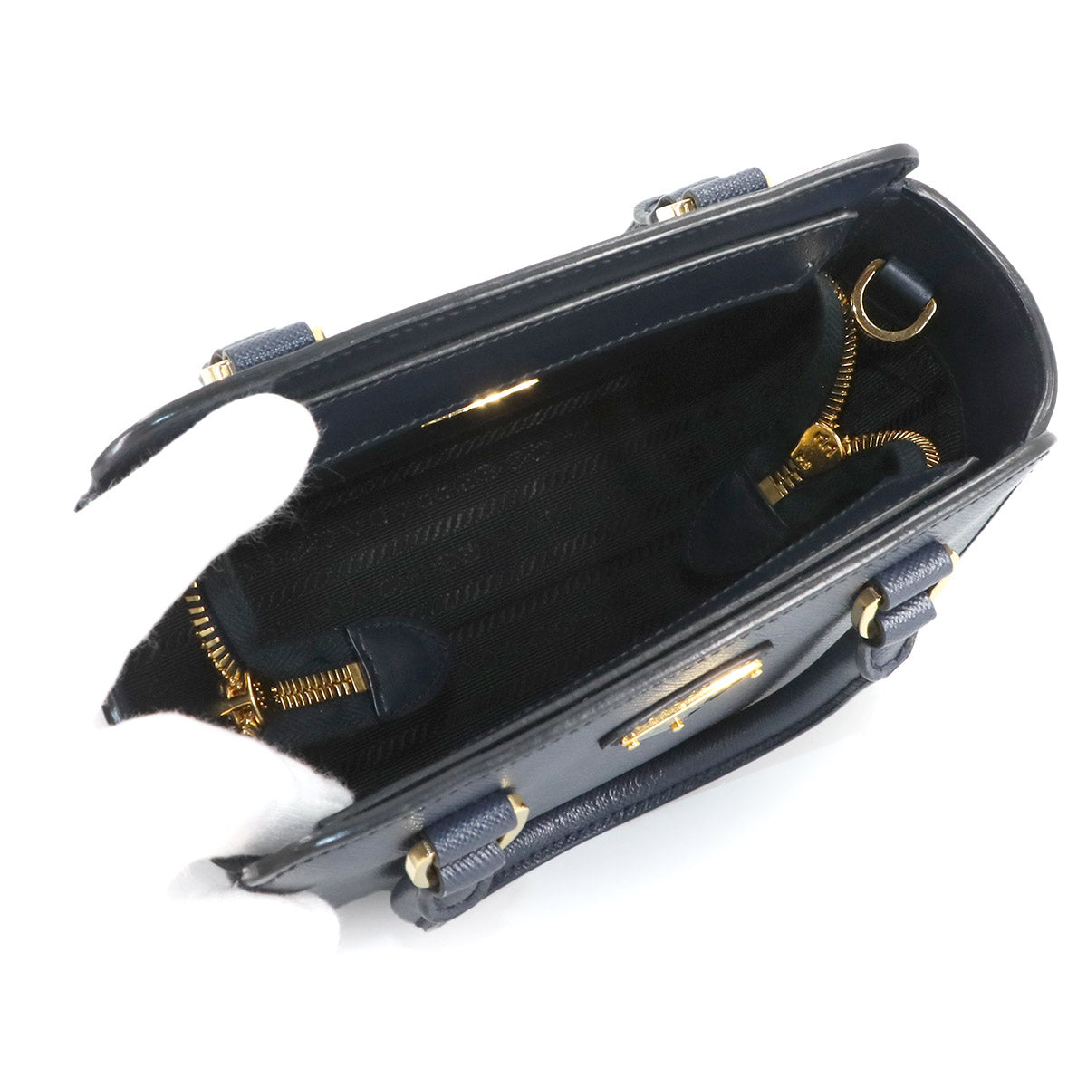 2way Hand Shoulder Bag Saffiano Leather Navy 1BA380