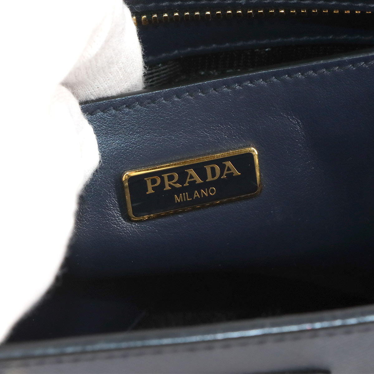 2way Hand Shoulder Bag Saffiano Leather Navy 1BA380