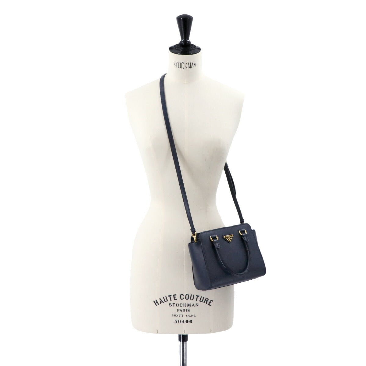 2way Hand Shoulder Bag Saffiano Leather Navy 1BA380