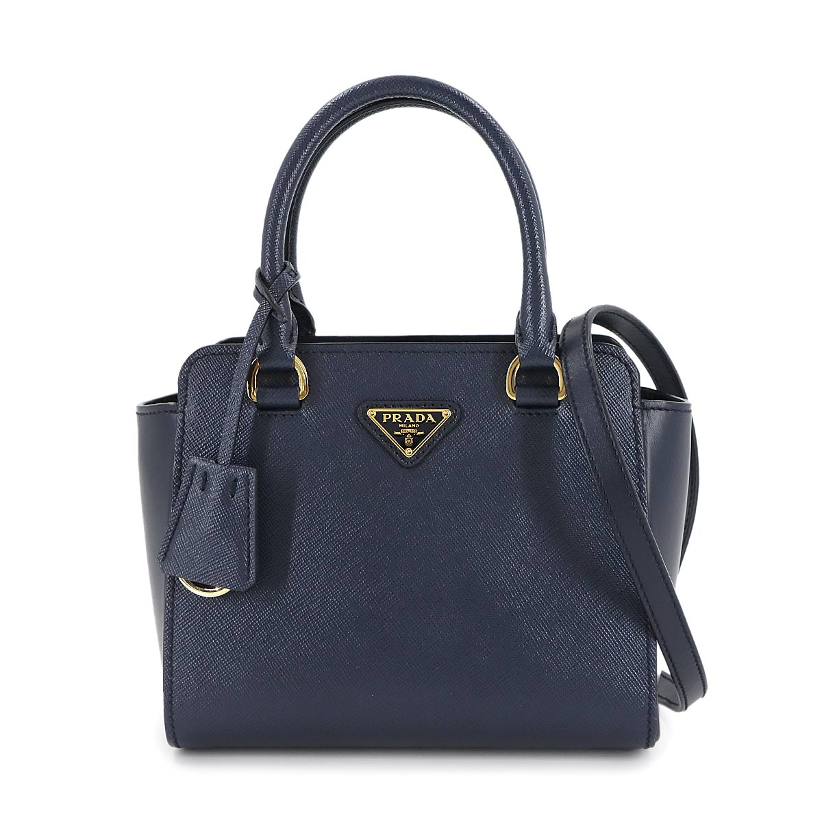 2way Hand Shoulder Bag Saffiano Leather Navy 1BA380