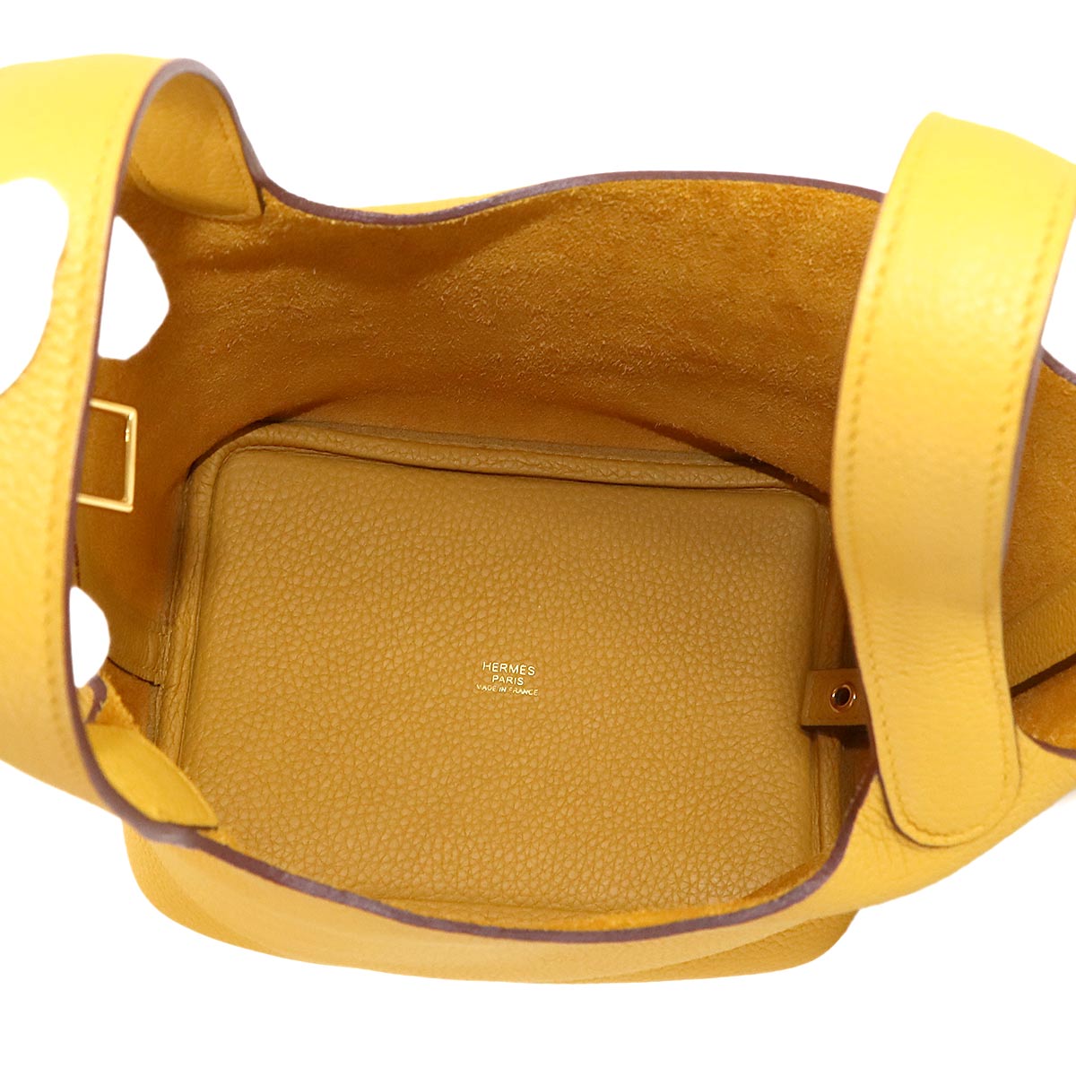 Picotin Lock PM Hand Bag Taurillon Clemence Jaune Ambre