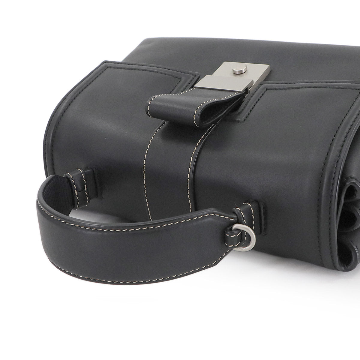 Piazza 2way Hand Shoulder Bag Leather Black Purse