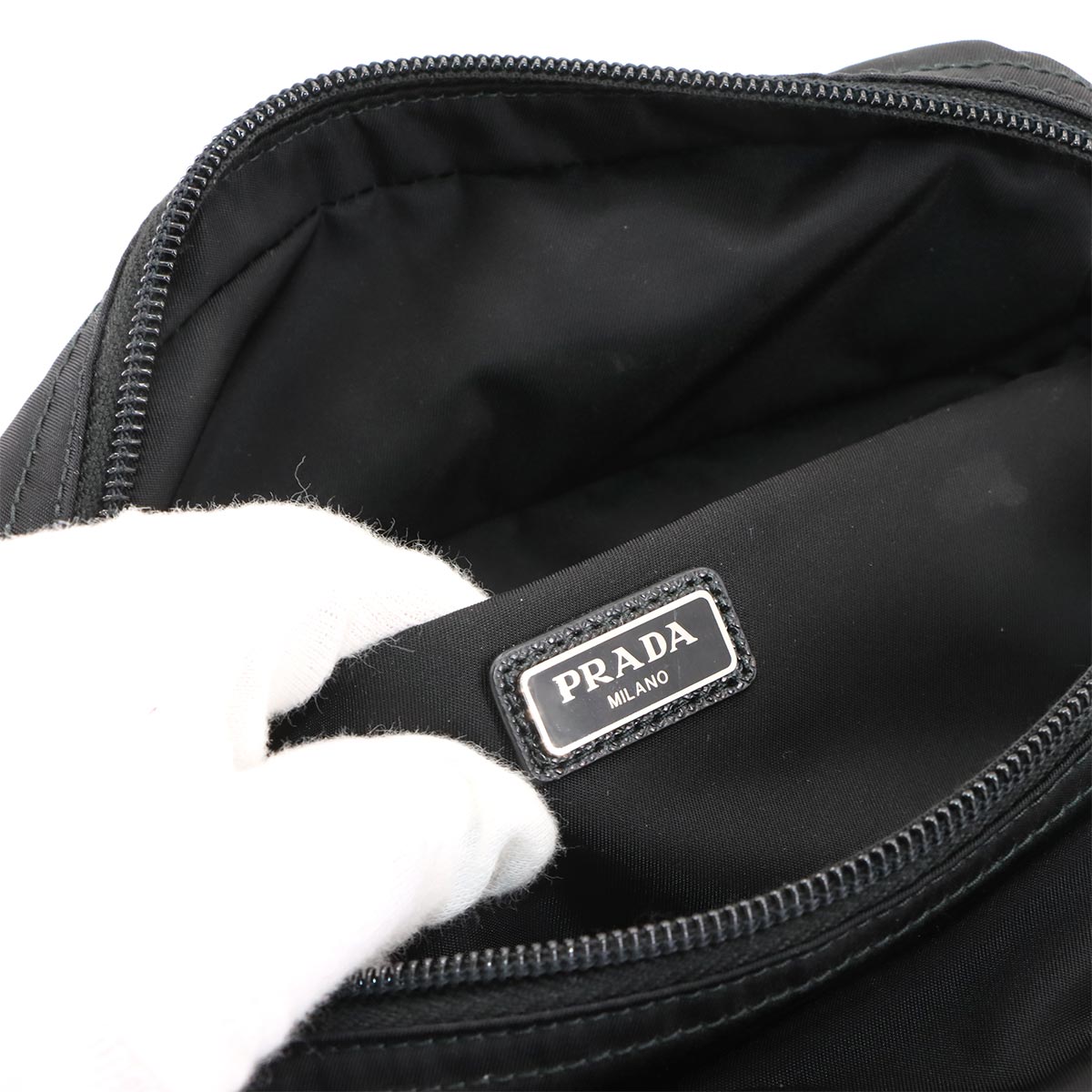 Pouch Nylon Saffiano Leather Nero Black 2NE015 Purse