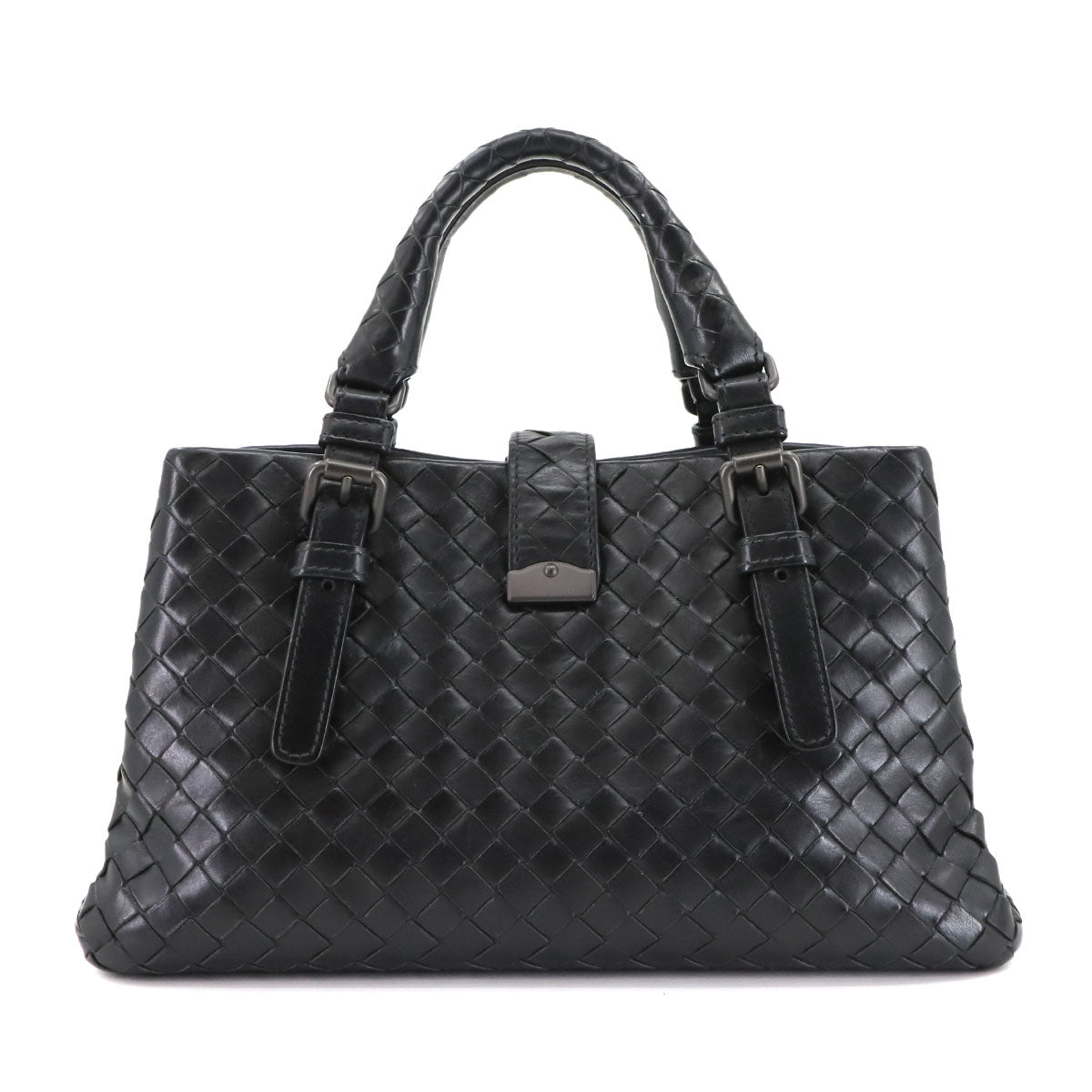 Baby Roma Intrecciato Hand Shoulder Bag Lether Black