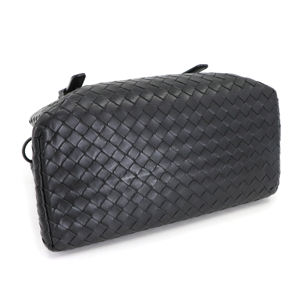 Baby Roma Intrecciato Hand Shoulder Bag Lether Black