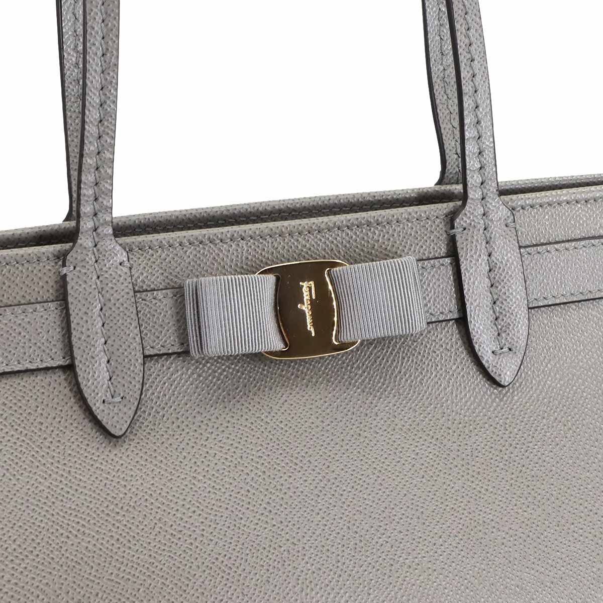 Salvatore Ferragamo Vara Tote Bag Leather Gray Purse