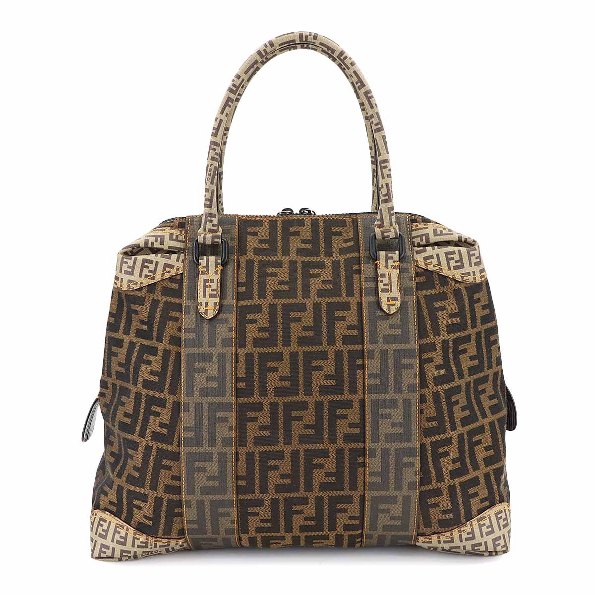 Zucca Zucchino Hand Bag Canvas PVC Brown Black 8BL096 Vintage