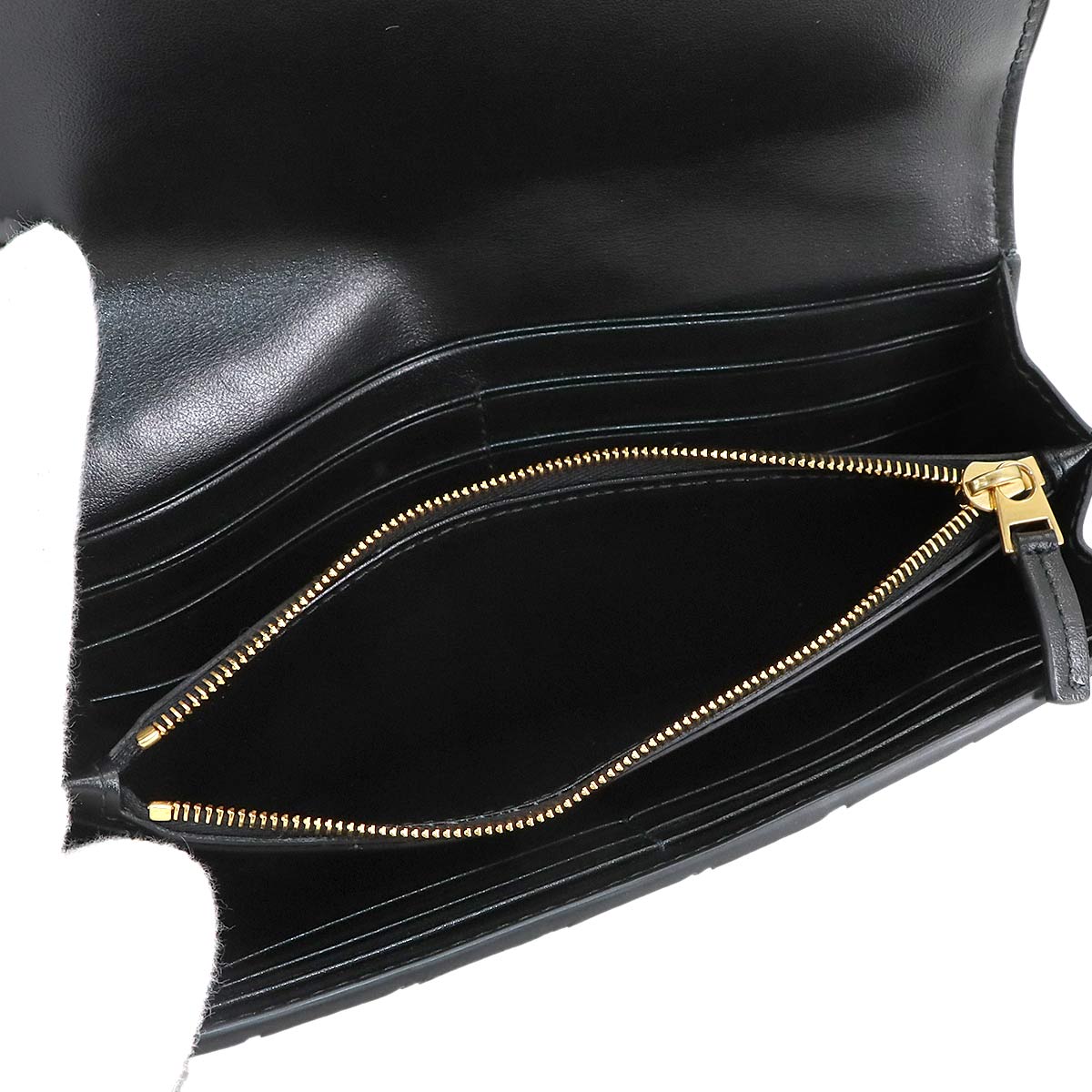 Intrecciato Large Flap Long Wallet Leather Black