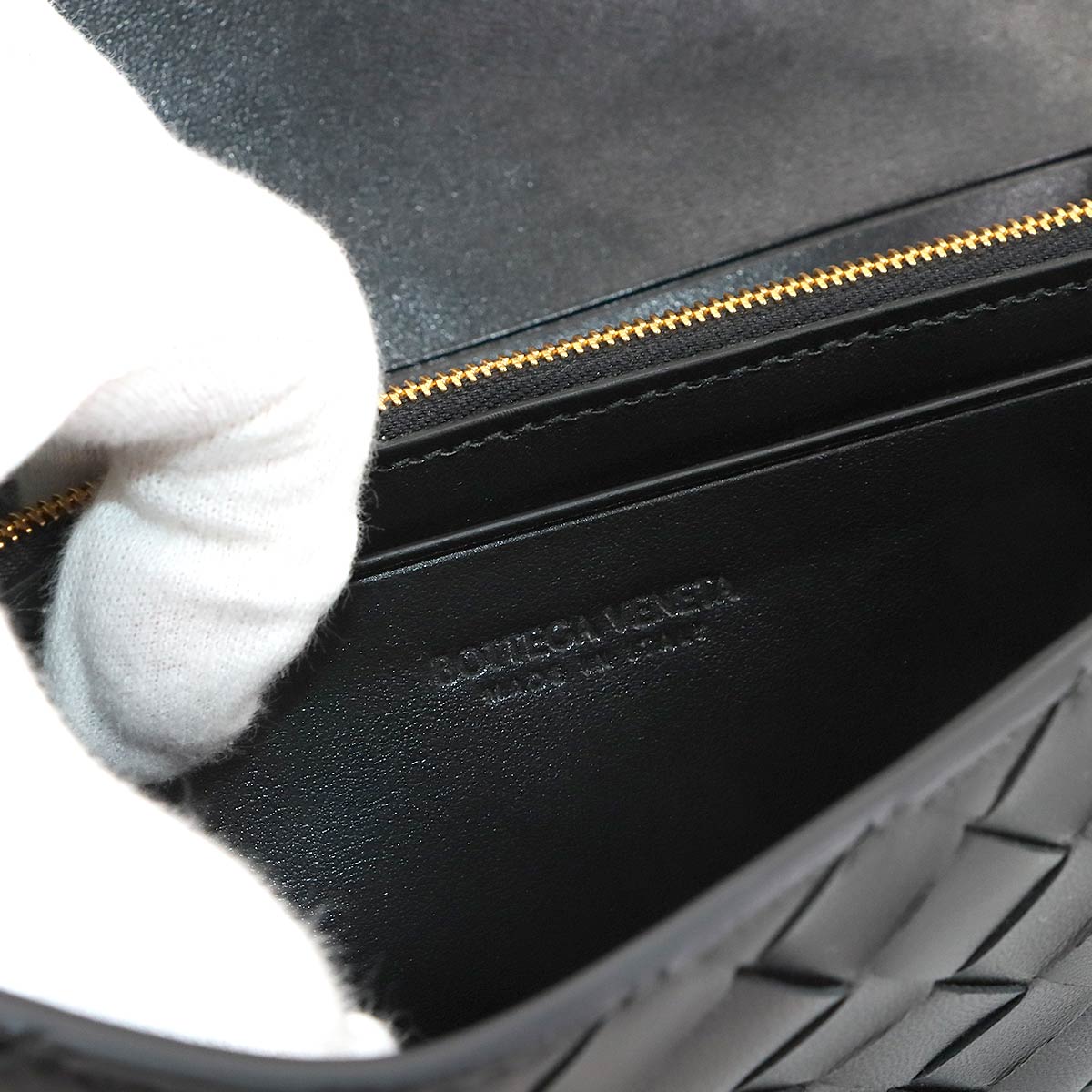 Intrecciato Large Flap Long Wallet Leather Black