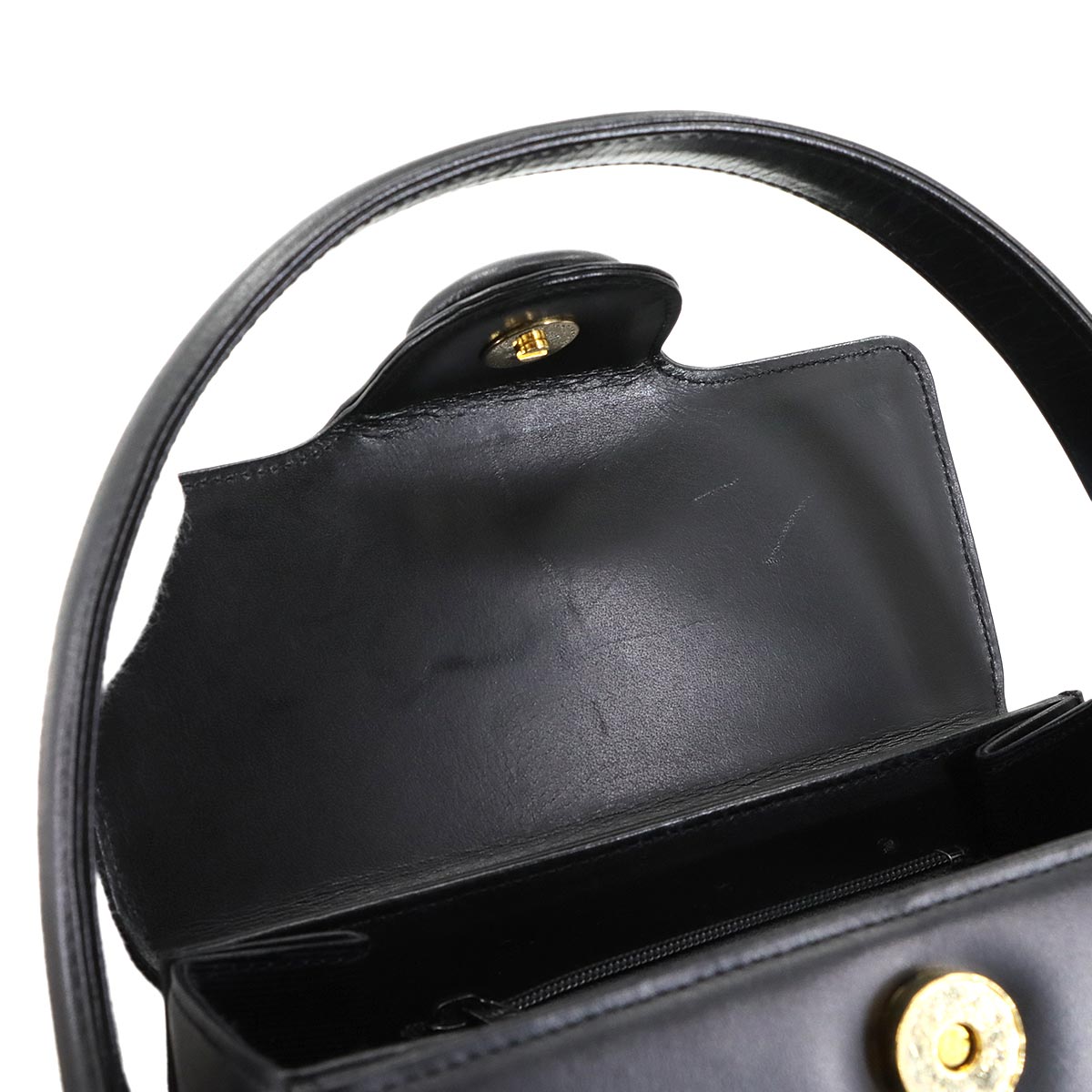 Hand Bag Leather Black Square Purse