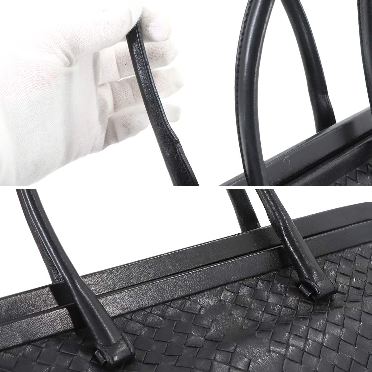 Intrecciato Hand Bag Leather Black 131670 Purse