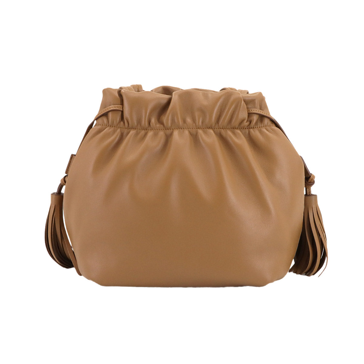 Shoulder Bag Leather Light brown 1BG541 Fringe Tassel