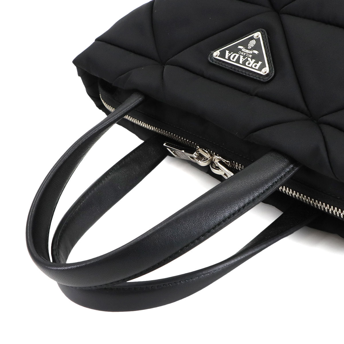 Small Padded 2way Tote Shoulder Bag Nylon Leather Nero 1BG373