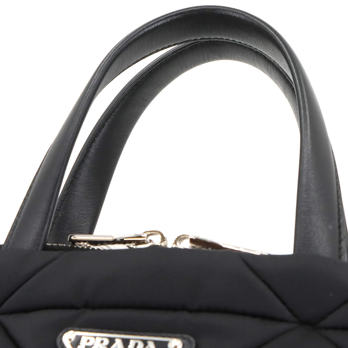 Small Padded 2way Tote Shoulder Bag Nylon Leather Nero 1BG373